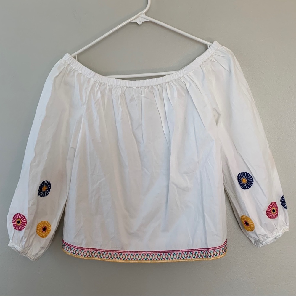 Madewell Embroidered off the shoulder Blouse - Picture 4 of 10